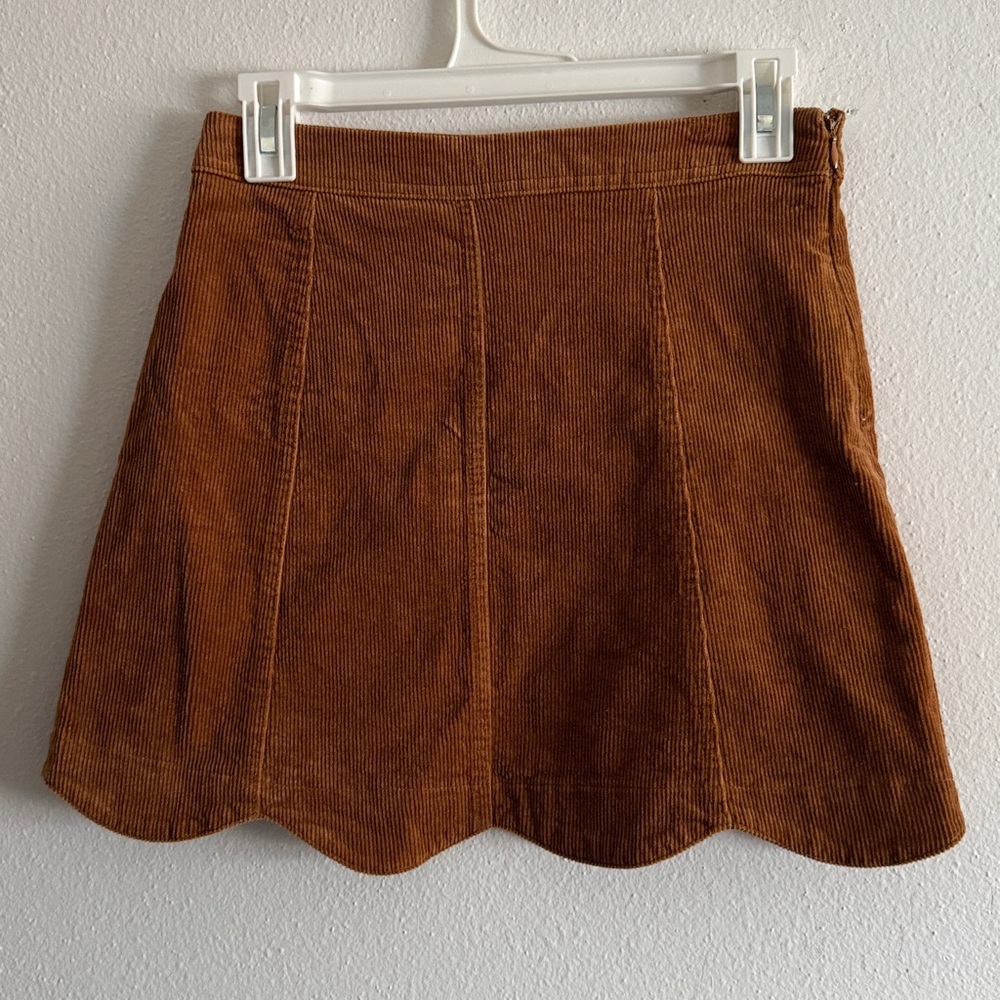 Altar’d State • High-Waisted Tan Corduroy Skirt • Size Small